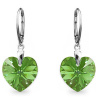 MSPERK Strieborné dámske náušnice srdcia Crystal Peridot Ag 925/1000