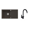 Alveus NIRO 130 SET kuchynský granit. drez so sifón. 75x42 Black + batéria MADERA - Black NIRO13091+MADERA91