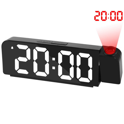 E-CLOCK GH8013 LED budík, digitálne hodiny s projekciou, čierna