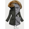 Dámska obojstranná zimná bunda army-grey (m-21508) odstíny zelené XXL (44)