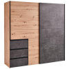 Carryhome SKRIŇA S POS. DVER. – HOR.VED, tmavosivá, dub artisan, 200/200/61 cm - Spálňové sety - 000687045701