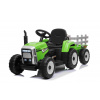 Elektrický Traktor WORKERS s vlečkou, zelený, Pohon zadných kolies, 12V batéria,