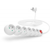 Predlžovací kábel CONNECT IT predlžovací 230V, 6 zásuviek + vypínač, 5m, biely (CI-1281)