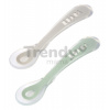 Ergonomické lyžičky 2nd Age Silicone Spoons Beaba Velvet Grey & Sage Green zo silikónu na samostatné jedenie 2 kusy od 8 mes