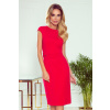 Numoco TAMARA Elegantné midi šaty s opaskom - červená 301-2 Farba: Červená, Veľkosť: L