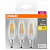 Osram LED žiarovka BASE, E14, 4W, sviečka, teplá biela, 3ks