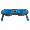 Dexas Double Elevated Feeder Large - misky pre psov na stojane, skladacie, veľké - Modré