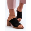 Dámske čierne šľapky na podpätku, 24SD98-6763 BLACK__31403-39 39