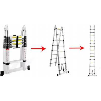 Dvojitý teleskopický rebrík 3,2 m (1,6 + 1,6) (Dvojitý teleskopický rebrík 3,2 m (1,6 + 1,6))