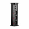 Interex design Automatická výsuvná elektrická zásuvka MORGAN 3x230V + 2xUSB A+C / Čierna matná