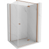 Mexen Mist-F T, 1-krídlový skladací sprchový kút pravý 90 x 110 cm, číre sklo, medený matný profil, 8A6T-090-110-65-00-P