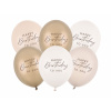 Party Latexové balóny Happy Birthday beige mix 6 ks