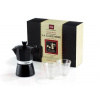 Dárková sada La Cafetière Classic Espresso - moka konvice na 3 šálky + 2 dvoustěnné sklenice na espresso, černá