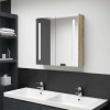 vidaXL LED kúpeľňová zrkadlová skrinka dubová 62x14x60 cm - Hnedá - 118339-65016