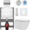 CERANO - Závesné WC s bidetom Cronus Premium - biela lesklá - tlačidlo Prime/Modulo, strieborné - ovládanie zhora - predstenová inštalácia / sadrokartón - 59,3x38,4 cm