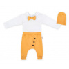 Baby Nellys 3-dielna sada Hubert, body s motýlikom, tepláčiky a čiapočka - hořčica, veľ.80, 80 (9-12m)