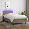 Posteľ boxsping s matracom a LED sivohnedá 90x190 cm látka-ForU-3132961