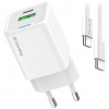 COLORWAY 1x USB-C/ sieťová nabíjačka/ GaN/ PD/ PPS/ QC/ 30W/ Vrátane 100cm kábla/ Biela
