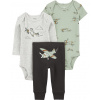 CARTER'S Set 3dielny body dl. rukáv, body kr. rukáv, tepláky Olive Airplane chlapec 18m/ veľ. 86