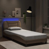 Rám postele s LED osvětlením cappuccino 90 x 200 cm umělá kůže Hnědá 3213910