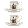 Magnoble Vianočná sada malých šálok Luskáčik – porcelánové šálky s podšálkami 2×90 ml