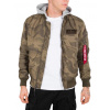 Alpha Industries MA-1 TT HOOD bunda pánska olive camo Veľkosť: S, Farba: zelený a hnedý maskáč