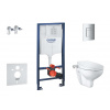 Grohe Solido Set predstenovej inštalácie, klozetu a bidetovej dosky Bau Ceramic, SoftClose, tlačidlo Even, chróm SANI15BB1102-GR