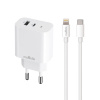 Maxlife MXTC-06-20AC PD QC nabíjačka USB-C a USB s káblom UBS-C - Ligntning 20W (OEM0101314)