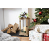 Dekorácia MagicHome Vianoce, Lampáš s čečinou a mašľou, 1 LED, 3xAAA, efekt plameňa, časovač, drevo, 20x20,5x51 cm