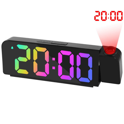 E-CLOCK GH0183 LED budík, digitálne hodiny s projekciou, čierna