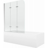Mexen Vega obdĺžniková vaňa 160 x 70 cm s krytom a 3-krídlovým zástením 120 cm, transparentná, chróm - 550116070X9012030100