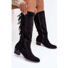 Dámske čižmy s podpätkom a strapcami čierna 37 Boto 5905677762907
