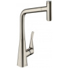 Hansgrohe M71 Drezová batéria M7115-H320 s výsuvnou spŕškou, sBOX, vzhľad nehrdzavejúcej ocele 73803800-HG