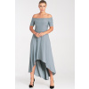 Sivé asymetrické šaty s odhalenými ramenami M1032 Grey S