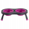 Dexas Double Elevated Feeder Large - misky pre psov na stojane, skladacie, veľké - Fuchsia