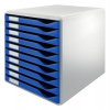 LEITZ Standard zásuvkový box, 10 zásuviek, modré