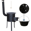 Perfect Home Kotlík na guláš smalt 25 l 1,2 mm, BBQ panvica liatina 45 cm, kovová kotlina s vysokými nožičkami natretá žiaruvzdornou farbou 42 cm Plus 700, Perfect Home pokrievka smalt 49 cm BARA, Per