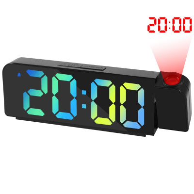 E-CLOCK GH8301 LED budík, digitálne hodiny s projekciou, čierna