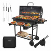Veľký záhradný gril na drevené uhlie s poklopom, policami, popolníkom a prenosným roštom