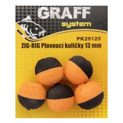 Graff Zig-Rig Plávacia guľôčka 13 mm Čierna/Oranžová 5 ks