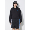 Bavlnená mikina adidas Originals dámska, čierna farba, s kapucňou, s nášivkou, IU2458