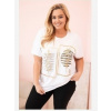 Kesi Włoski Dámska bavlnená blúzka Plus Size s kamienkami biela + khaki