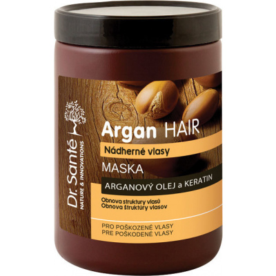 Dr. Santé Argan krémová maska pre poškodené vlasy (Argan Oil and Keratin, Intensive Care, Tree-Step Regeneration) 1000 ml