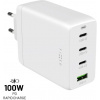 Sieťová nabíjačka FIXED GaN s výstupom 3xUSB-C a USB, podpora PD 3.0, 100 W, biela FIXCG100-3CU-WH
