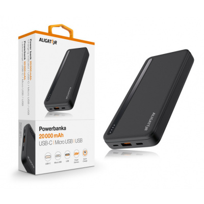 Powerbanka ALIGATOR PBAL2050, Power Delivery 20W, 20 000mAh PBAL2050BK