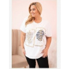 Kesi Włoski Dámska bavlnená blúzka Plus Size s kamienkami biela + tmavomodrá