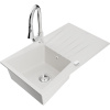 Mexen Cesar, 1-komorový granitový drez 775x470x190 mm a drezová batéria Elia, biela, 6514-20-670101-00
