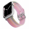 AppleKing matný priesvitný silikónový remienok s prúžkami pre Apple Watch 42mm / 41mm / 40mm / 38mm - ružový - možnosť vrátiť tovar ZADARMO do 30tich dní