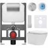 CERANO - Závesné WC s bidetom Cronus Premium - biela lesklá - tlačidlo Prime/Modulo, strieborné - závesné - nízky modul - predstenová inštalácia / sadrokartón - 59,3x38,4 cm