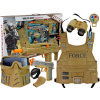 LEAN TOYS Vojenská súprava, zbraň, maska, ďalekohľad, vesta, kompas